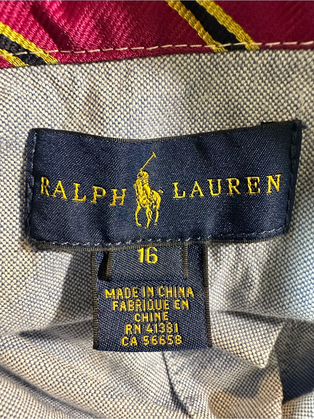 Ralph Lauren Girls Blue Oxford Button Front Shirt Size 16 Cotton - Picture 6 of 9